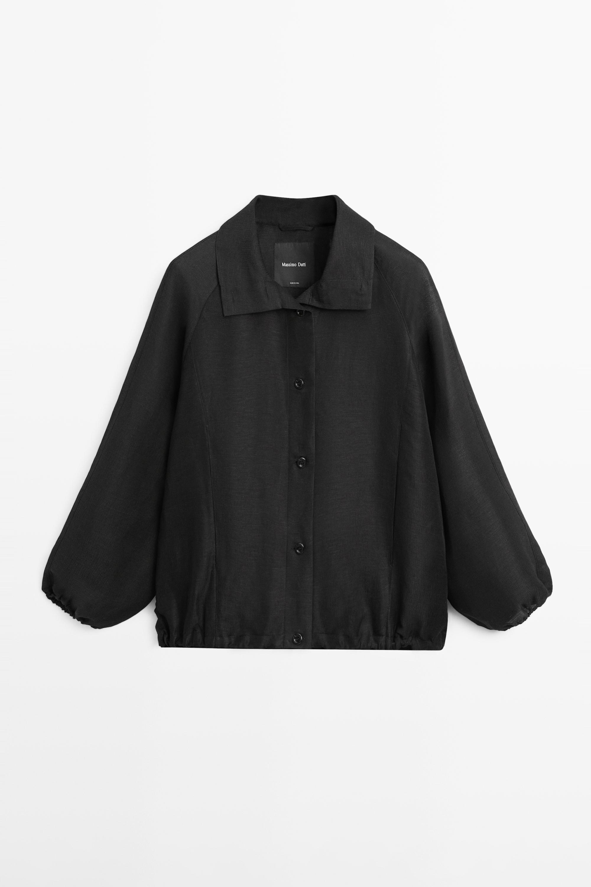 Linen and silk bomber jacket